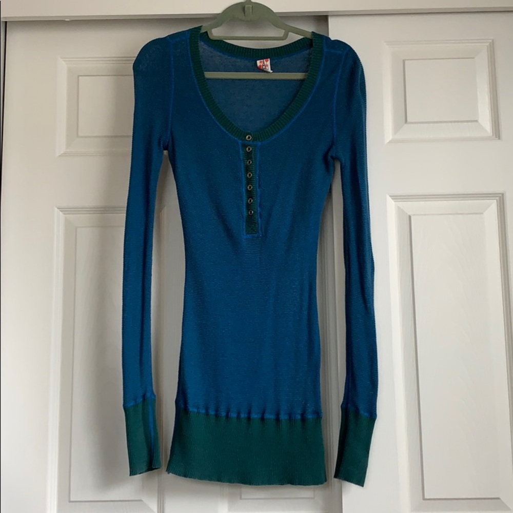 Blue and Green Free People Top